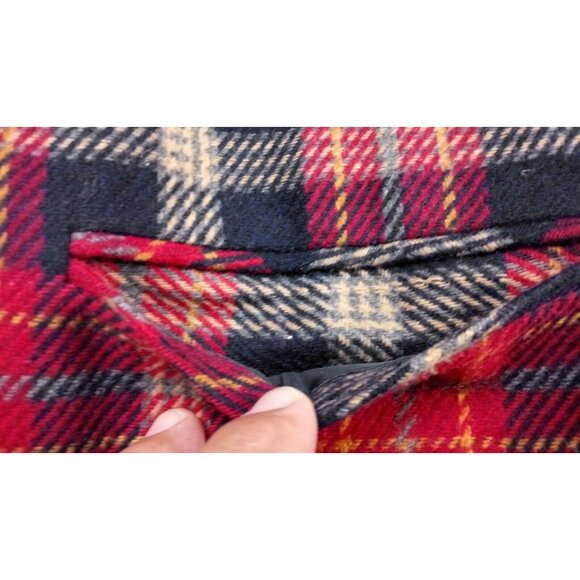 Vintage Requirements Plaid Wool Blend Dark Red and Navy Blue Jacket  Size 8 - Picture 12 of 15